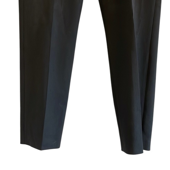 The Kooples Wool Pants Trousers Pleated Mid Rise Lamb Leather Trim Black 10 - Picture 3 of 8